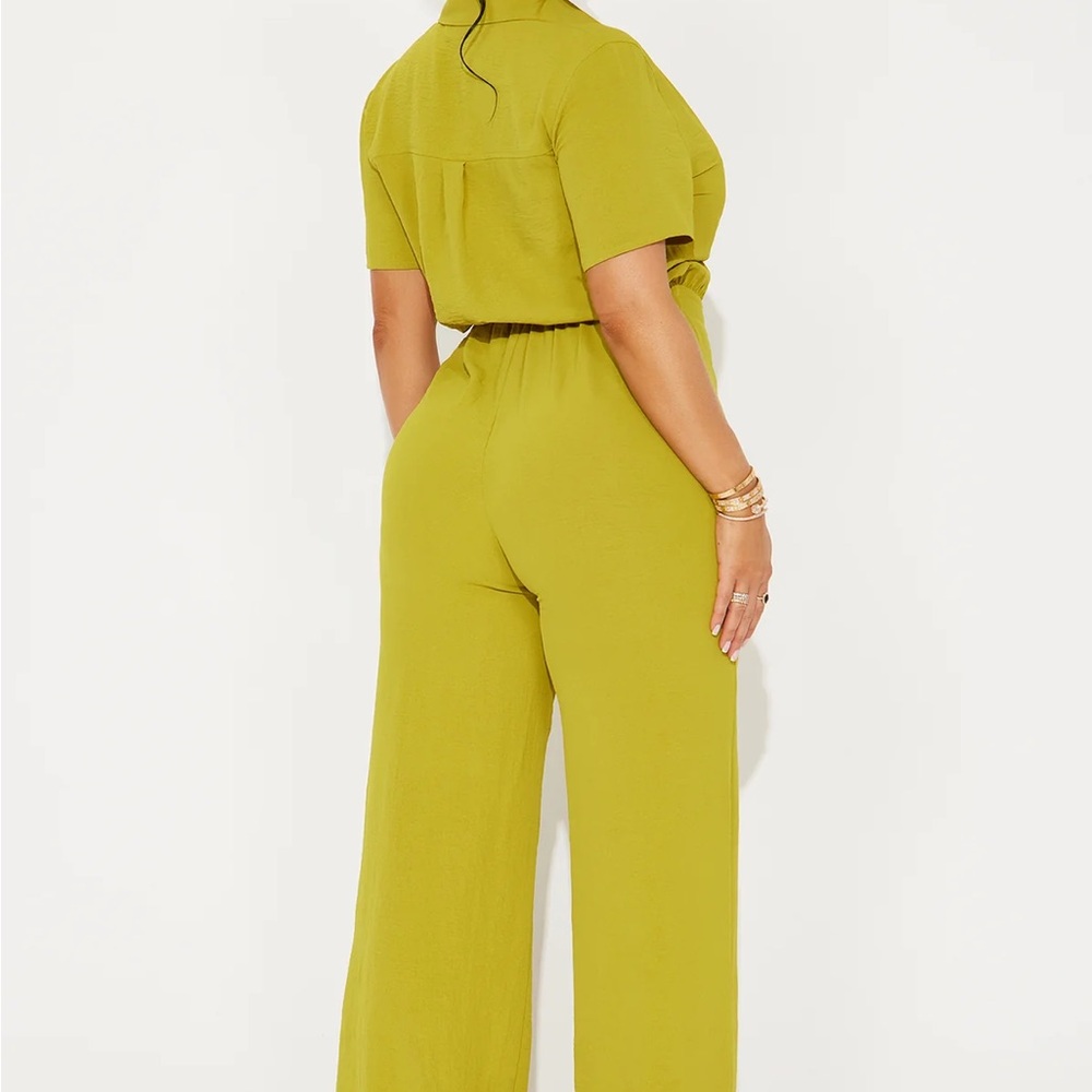 Fashion Nova Lime Green Wide Leg Jumpsuit